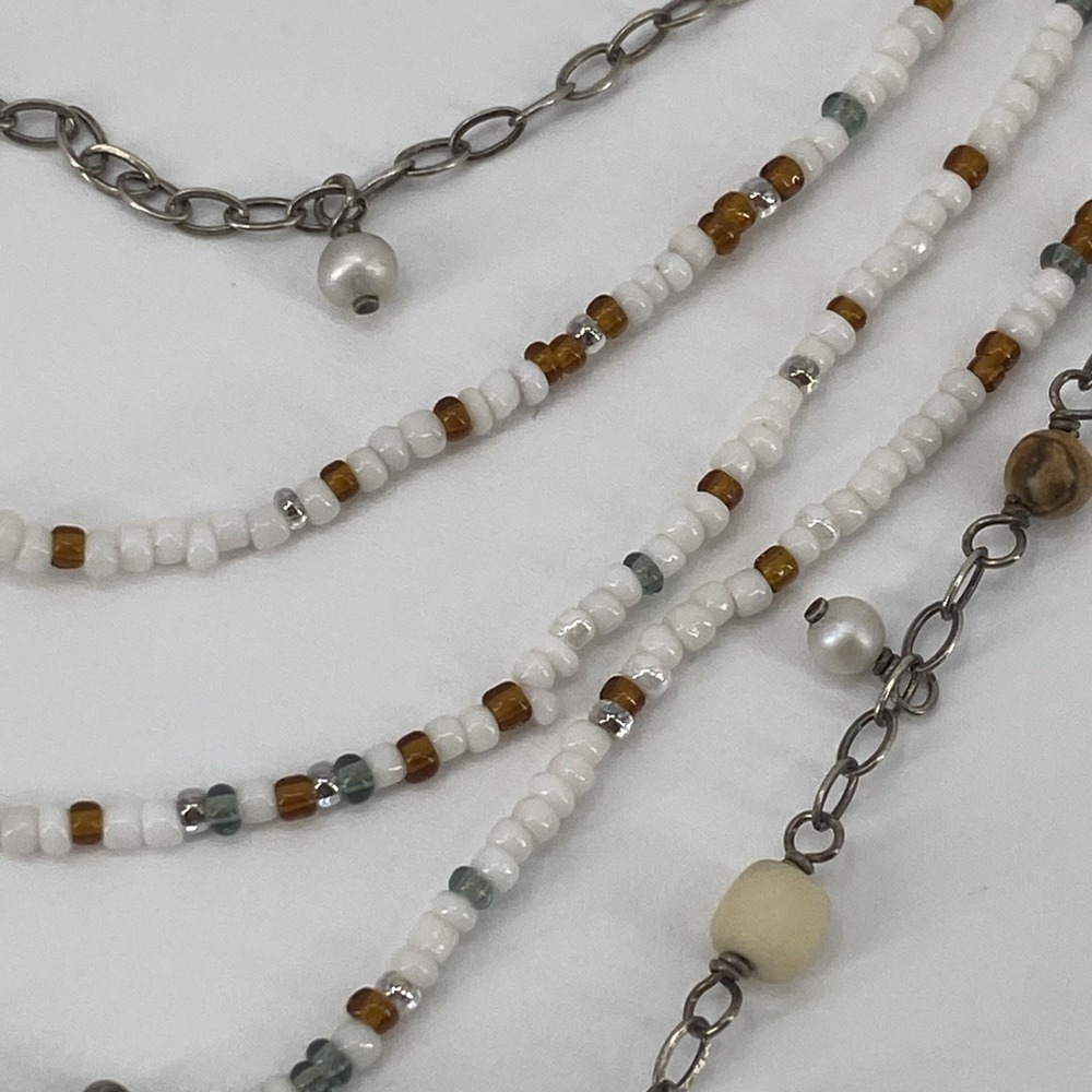 Silpada Multi Strand Necklace N1763 925 Silver Mother of PearlCoral Jasper 16"+ - Picture 3 of 6